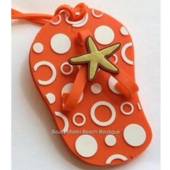 2 TAGS - Orange Starfish Flip Flop Luggage Tag Starfish Sea Life Cruise Ship - Picture 4 of 5